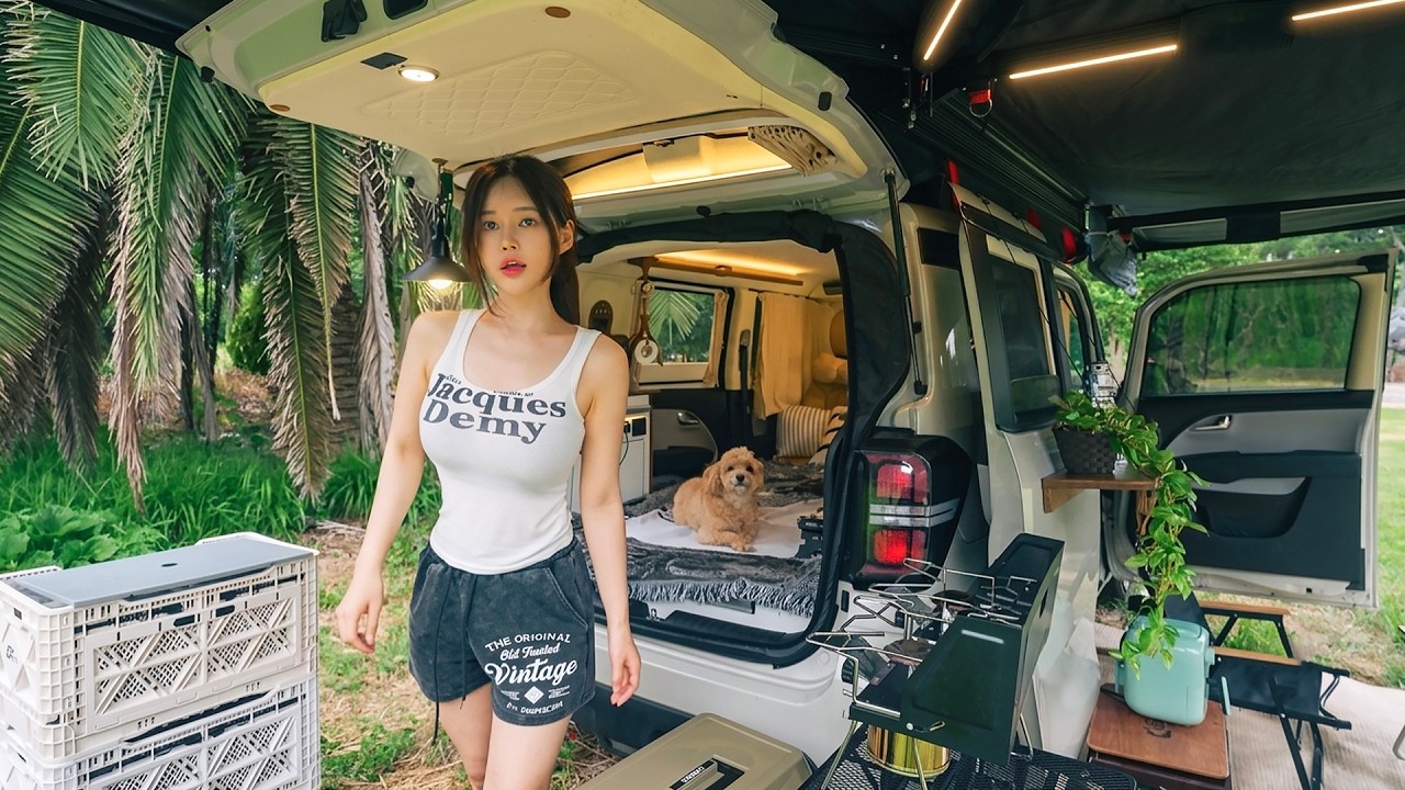 A small, thoughtfully arranged camper van